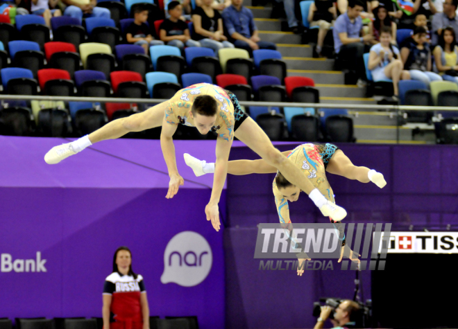 Avropa Oyunları çərçivəsində aerobika gimnastikası üzrə final yarışları. Bakı, Azərbaycan, 21 iyun 2015 